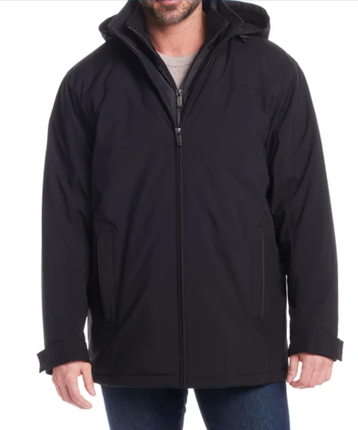 Men’s Ultra Tech Removable Fleece Lined Hood Jacket (XX-LARGE, BLACK)